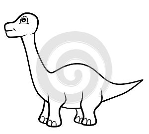 Cute cartoon dino isolated coloring page