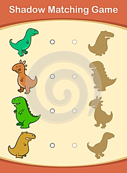 Cute cartoon dinosaur shadow matching game