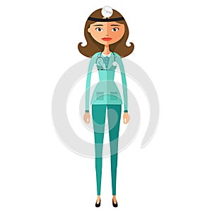 Cute cartoon doctor character flat cartoon vector illustration