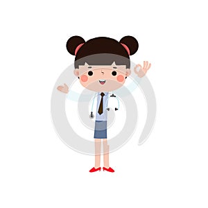 cute cartoon doctor ok character illustration National Doctors\' Day flat style vector illustration on white background