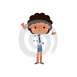 cute cartoon doctor ok character illustration National Doctors\' Day flat style vector illustration on white background