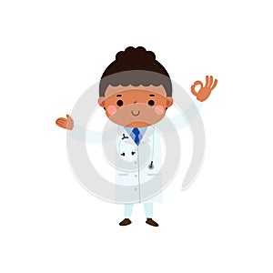 cute cartoon doctor ok character illustration National Doctors\' Day flat style vector illustration on white background