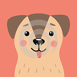 Cute Cartoon Dog Portrait Vector Illustration