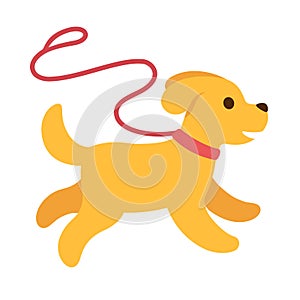 Cute cartoon dog running with leash