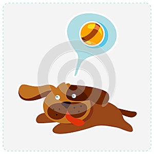 Cute cartoon dog is running and playing - vector i
