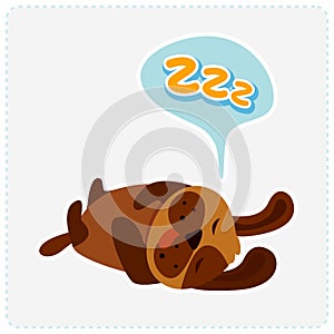 Cute cartoon dog is sleeping - vector illustration