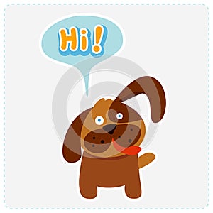 Cute cartoon dog and a speaking bubble - vector illustration