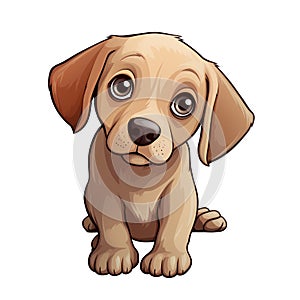 Cute cartoon dog. Sticker Clipart. AI generated