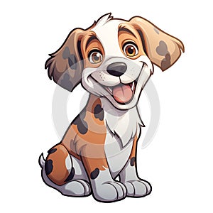 Cute cartoon dog. Sticker Clipart. AI generated