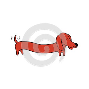 Cute cartoon dog wagging its tail illustration