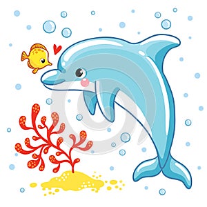 Cute cartoon dolphin.