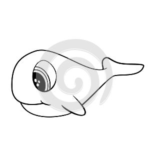 Cute Cartoon Doodle of a Black and White Whale. JPEG format photo