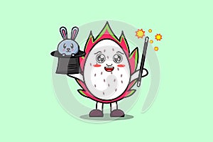 cute cartoon Dragon fruit magician bunny character