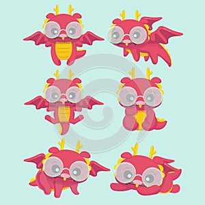 Cute cartoon dragons set.