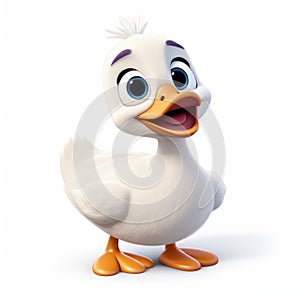 Cute Cartoon Duck On White Background - Daz3d Style photo