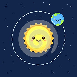 Cute cartoon Earth and Sun