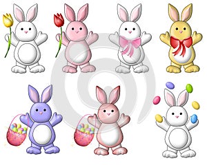 Cute Cartoon Easter Bunnies Clip Art