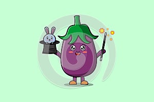 cute cartoon Eggplant magician bunny character
