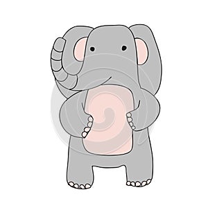 Cute cartoon elephant character, vector isolated illustration in simple style.