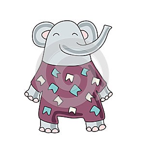 Cute cartoon elephant character, vector isolated illustration in simple style.