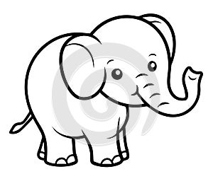 Cute cartoon elephant. Coloring book for children. Vector illustration