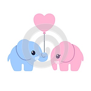 Cute cartoon elephant couple