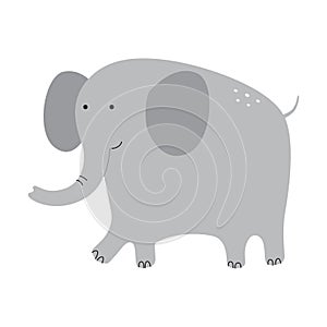 Cute cartoon elephant isolated on white background