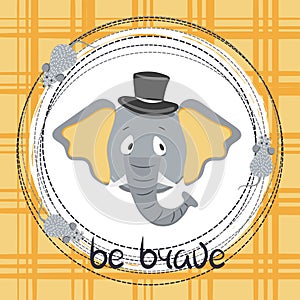 Cute cartoon elephant and mice vector illustration for kids.