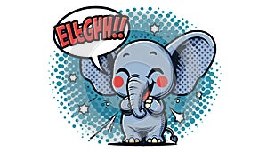 Cute cartoon elephant sneezing in a playful scene. The eleph photo