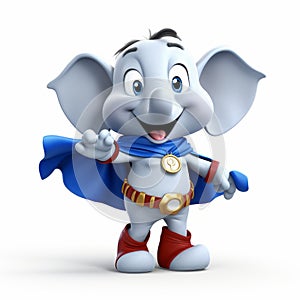 Cute Cartoon Elephant With Superhero Powers