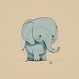 Cute Cartoon Elephant. Vector illustration of a cute baby elephant.