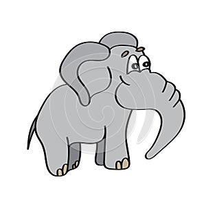 Cute cartoon elephant. Vector illustration in simple hand drawn style