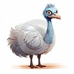 Cute Cartoon Emu Walking: Detailed 2d Game Art Illustration photo