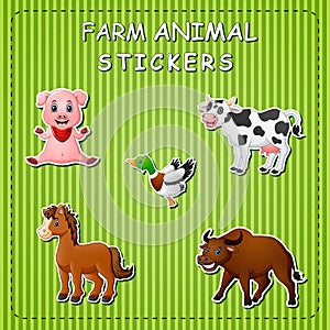 Cute cartoon farm animals on sticker