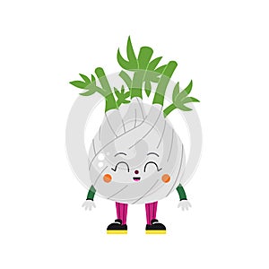 Cute cartoon fennel illustration on a white background