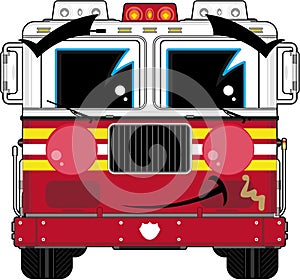 Cute Cartoon Fireman - Fire Truck