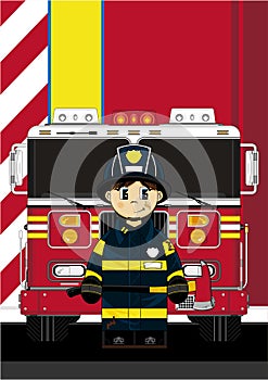 Cute Cartoon Fireman - Firefighter