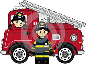 Cute Cartoon Fireman - Firefighter
