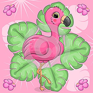 Cute cartoon flamingo.