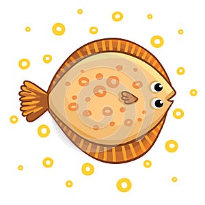 Cute cartoon flatfish isolated. photo