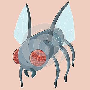Cute cartoon Fly Insect with red eyes