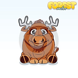 Cute Cartoon Forest Elk. Funny Vector Animal
