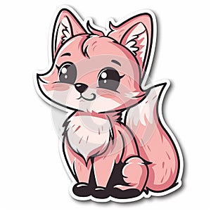 Cute cartoon fox. Kawaii animal character. Vector illustration