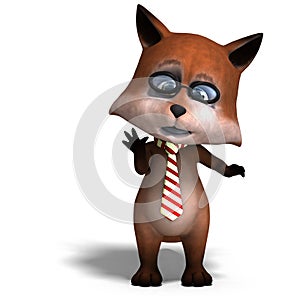 The cute cartoon fox is very smart and clever