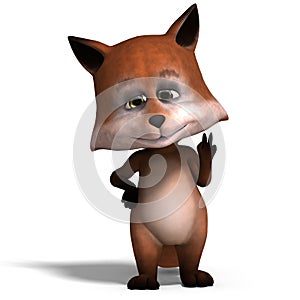 The cute cartoon fox is very smart and clever