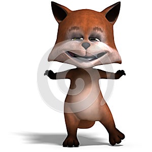 The cute cartoon fox is very smart and clever