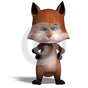 The cute cartoon fox is very smart and clever. 3D