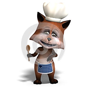 The cute cartoon fox is very smart and clever. 3D