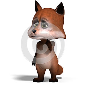 The cute cartoon fox is very smart and clever. 3D