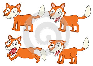 Cute cartoon foxes set. Funny forest animals in different poses.